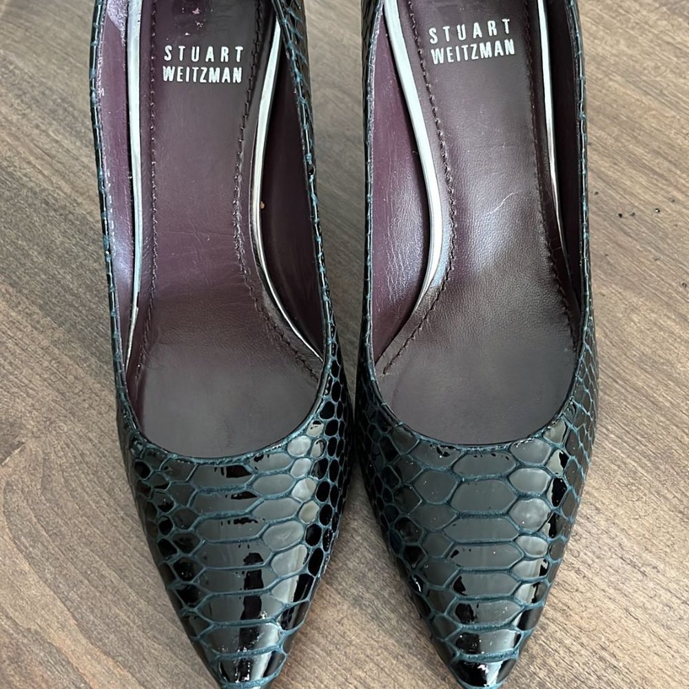 Stuart Weitzman Black Snakeskin Pumps